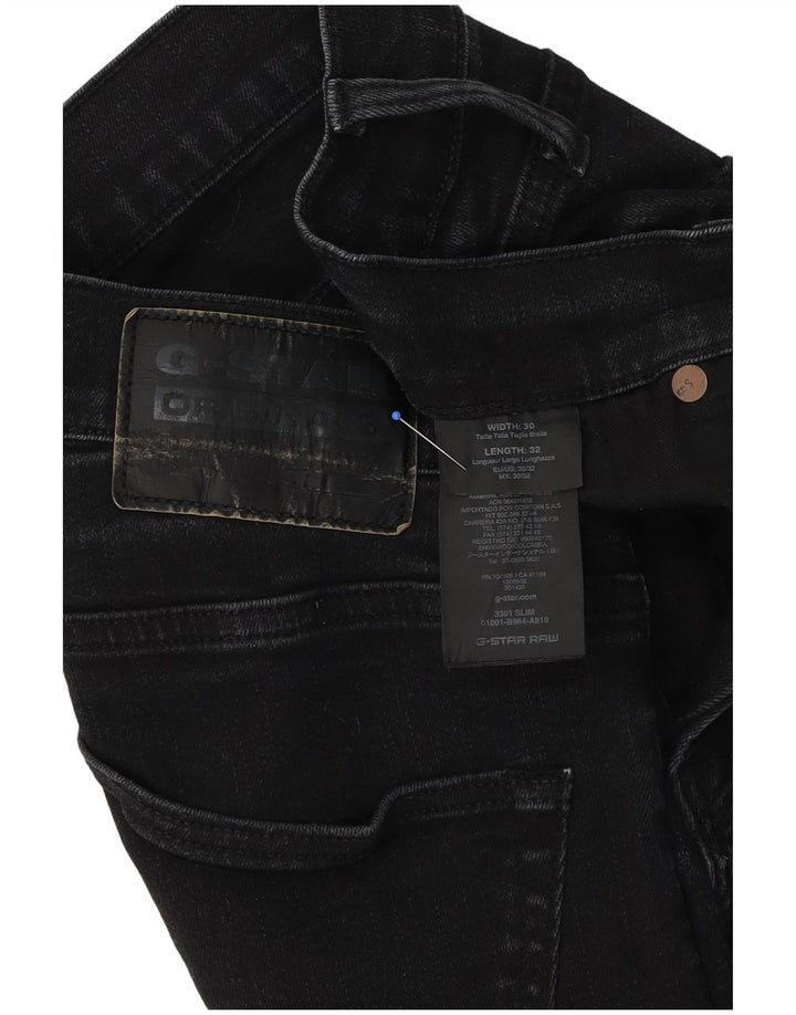 Blugi G-Star 3301 Slim pentru bărbați W30 L32 negri