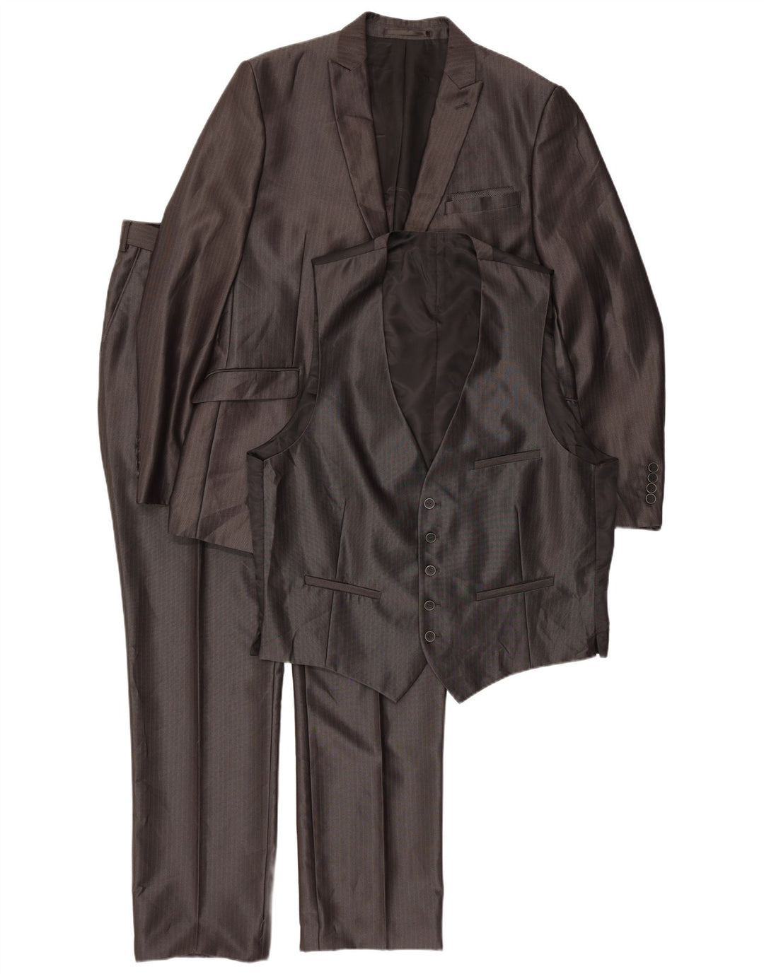 Costum pentru bărbați Angelo Litrico 3 piese EU 54 2XL W38 L30 Gri Pinstripe Classic