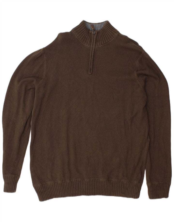 EDDIE BAUER Pulover cu fermoar pentru bărbați, bumbac maro mare