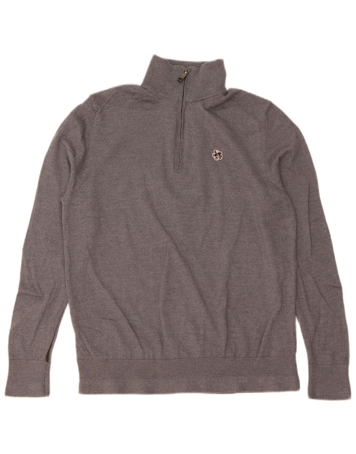 Pulover pentru bărbați TED BAKER, cu fermoar, cu gât, mărime 6 2XL, lână gri