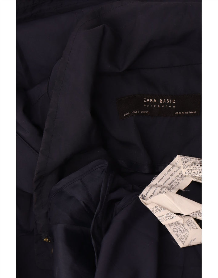 Bomber pentru femei cu glugă Zara UK 16 mare, poliester bleumarin