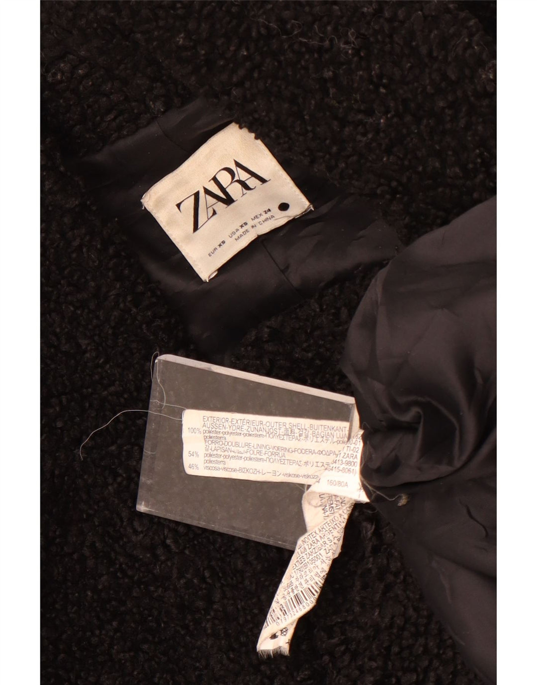 Pardesiu supradimensionat din lână Zara pentru femei UK 6 XS Poliester negru