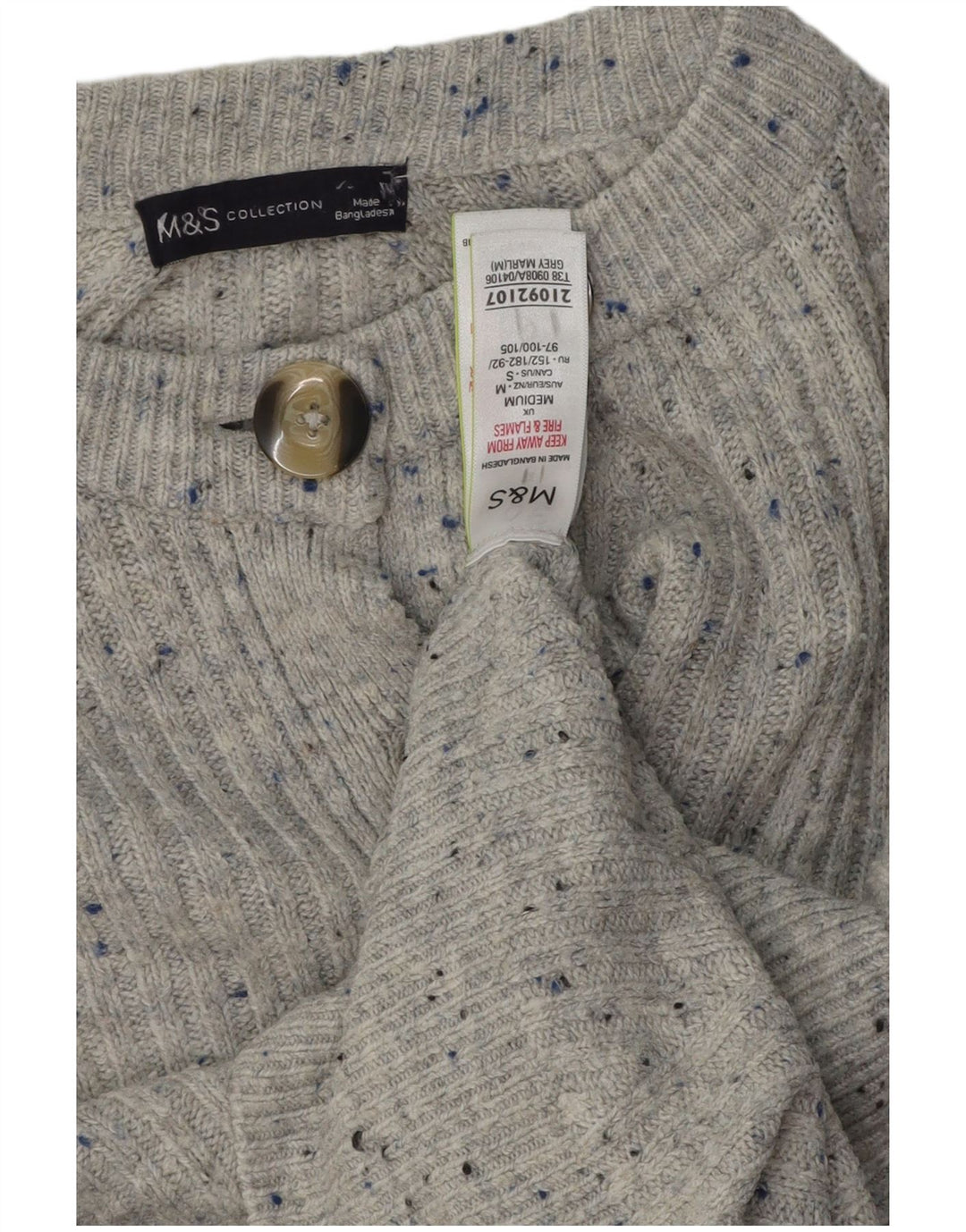 Pulover cardigan pentru femei Marks & Spencer UK 14, gri mediu cu pete acrilic