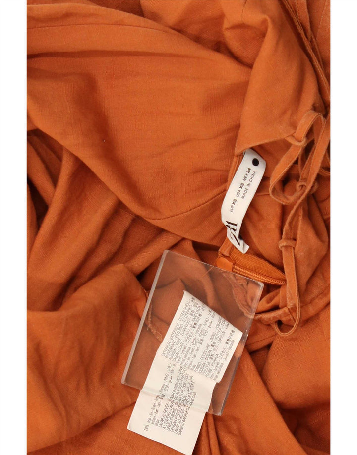 Rochie de soare maxi pentru femei Zara UK 6 XS Orange Lyocell