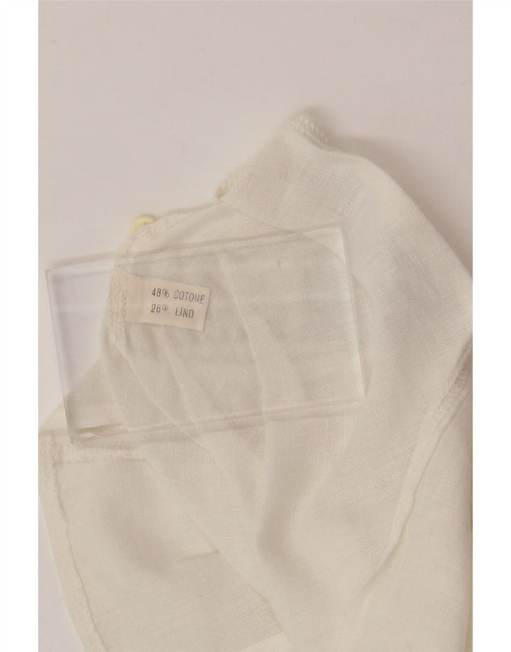 Bluză cămașă cu mânecă scurtă pentru femei VINTAGE UK 12 Bumbac alb mediu