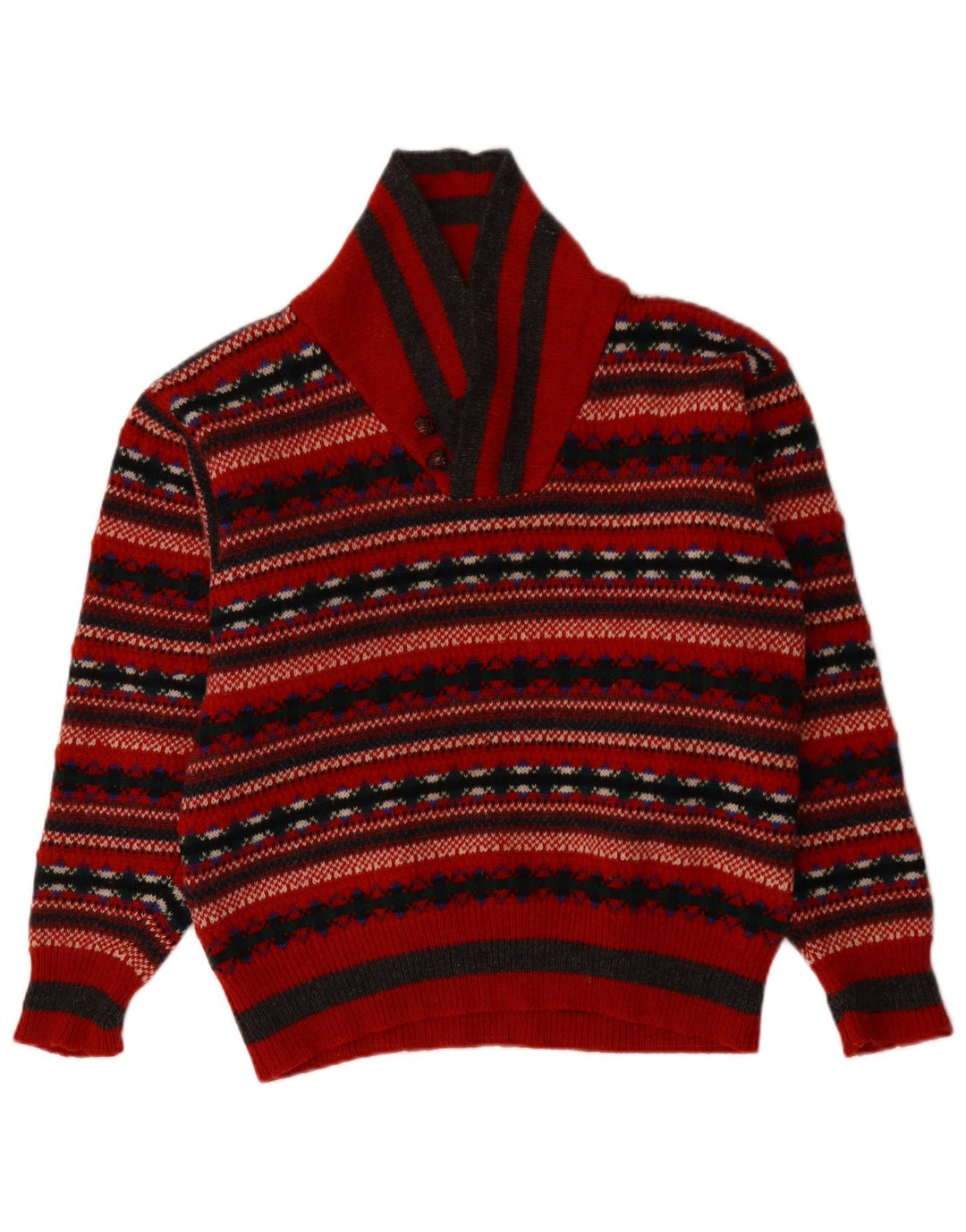 PRINCIPII Pulover cu gât șal pentru femei UK 14 Medium Red Fair Isle