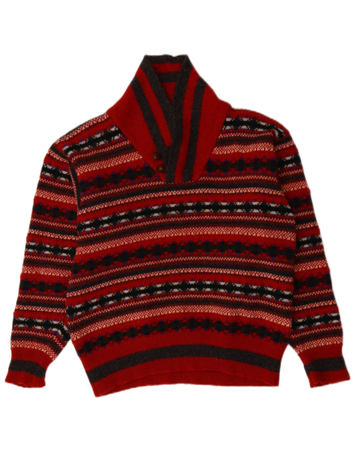 PRINCIPII Pulover cu gât șal pentru femei UK 14 Medium Red Fair Isle