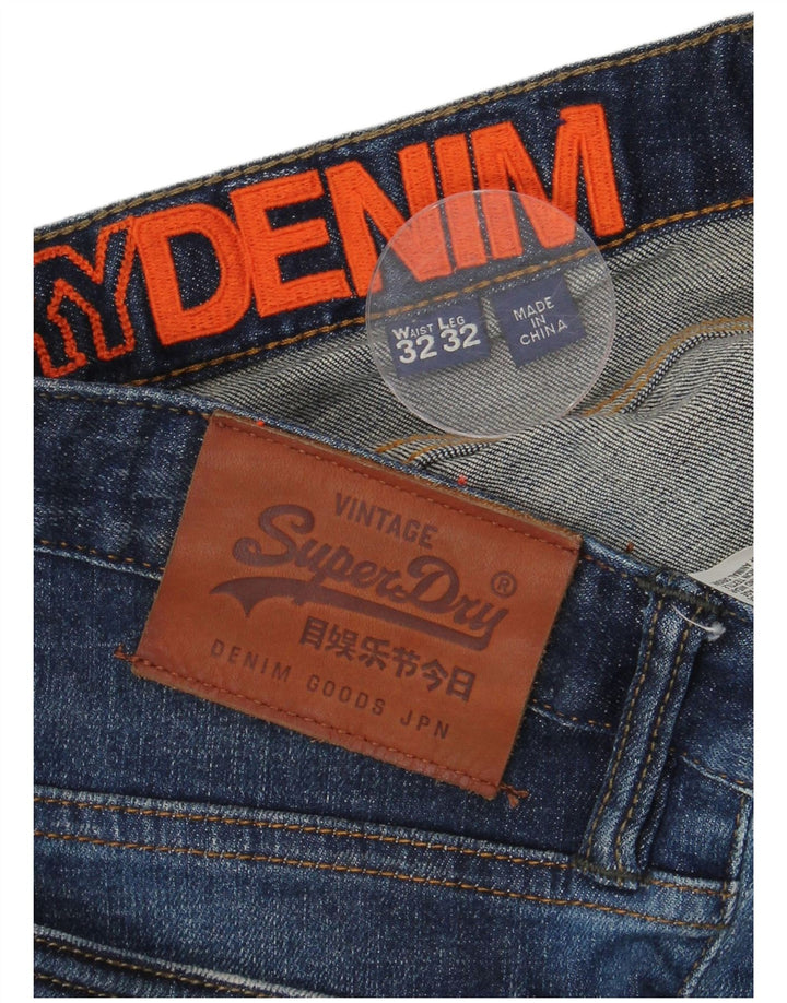 SUPERDRY blugi slim pentru bărbați învechiți W32 L29 bumbac albastru