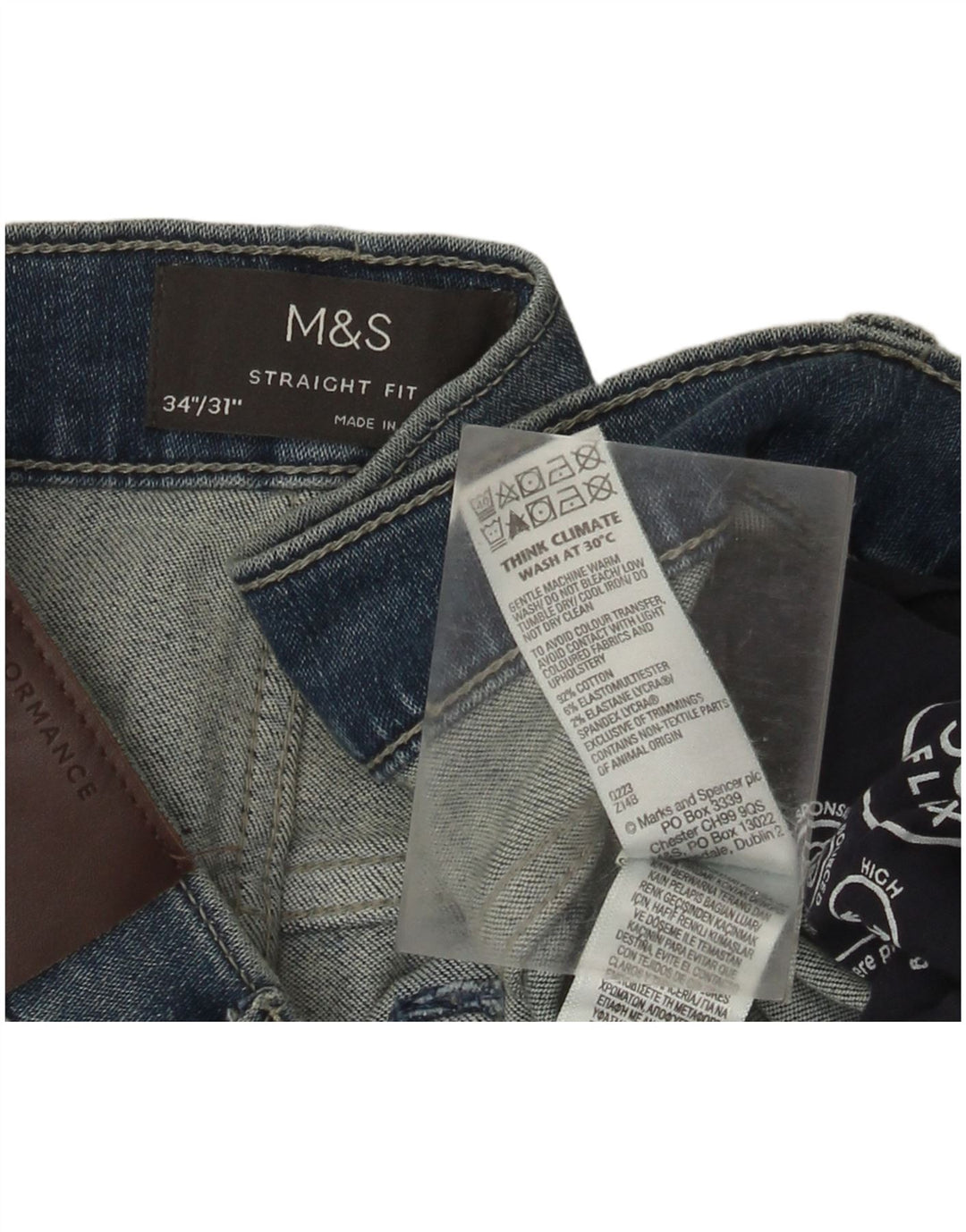Blugi drepti pentru bărbați Marks & Spencer W34 L31 Bumbac albastru