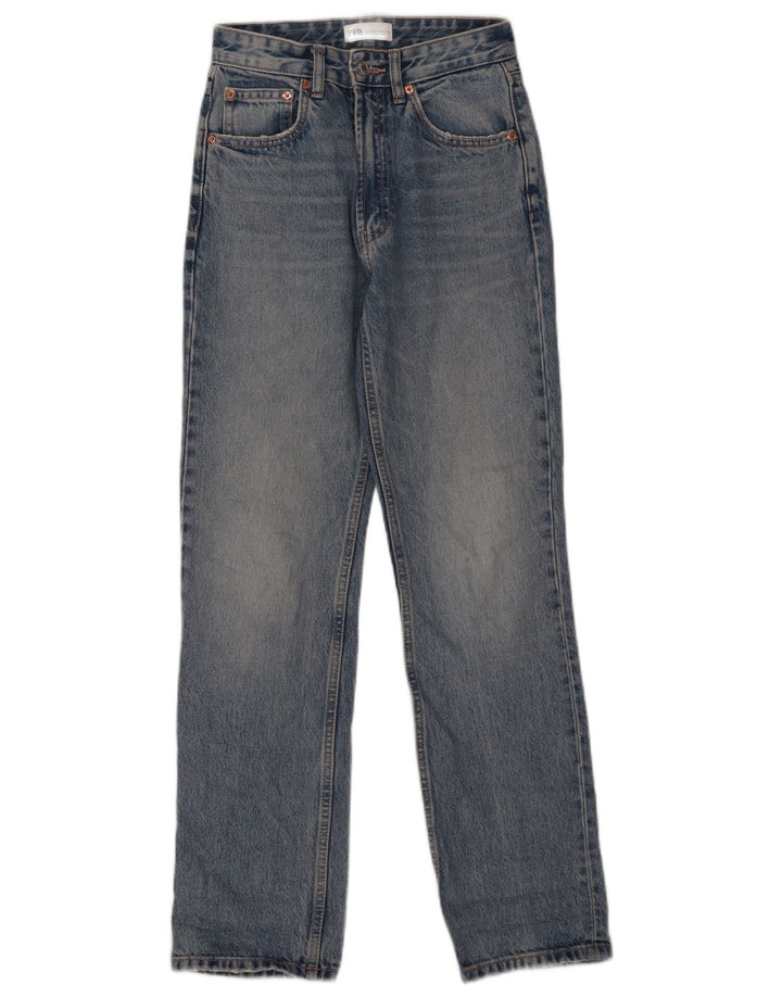 Blugi Drepți Femei ZARA EU 34 2XS L24 L30 Bumbac Albastru