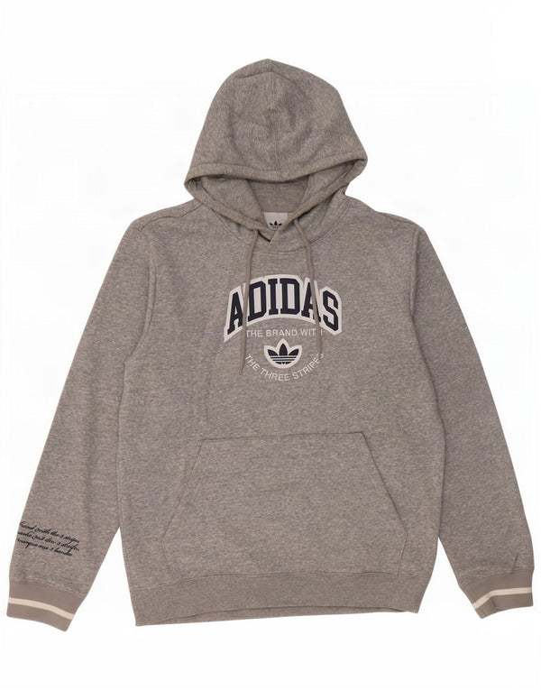 Pulover pentru bărbați Adidas Graphic Hoodie, bumbac cu pături, gri mediu