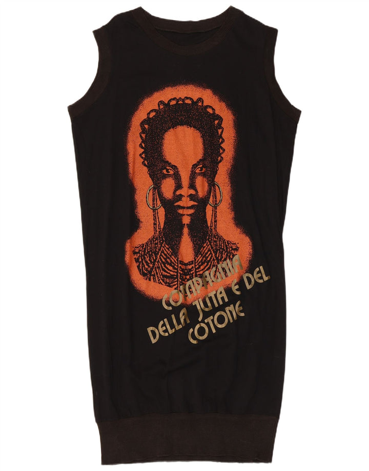 VINTAGE Rochie Bubble fără mâneci pentru femei UK 14 Medium Black