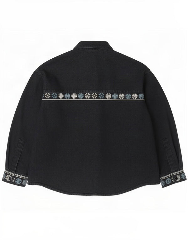 Cămașă supradimensionată pentru femei Zara UK 10, bumbac geometric negru mic