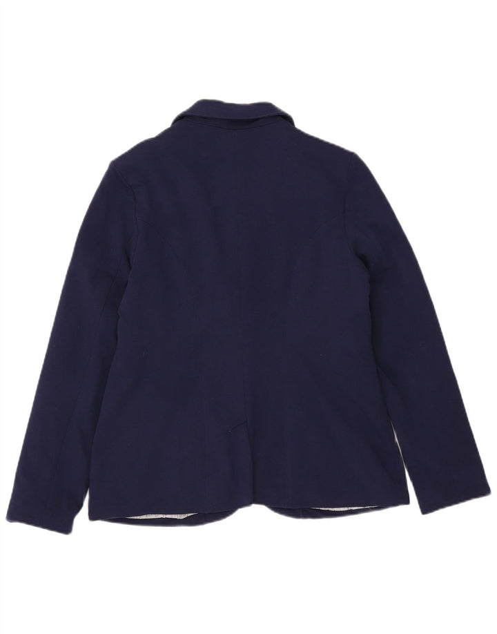 Jachetă blazer pentru femei Laura Ashley, 1 nasture, UK 14, mare, albastru bleumarin, bumbac
