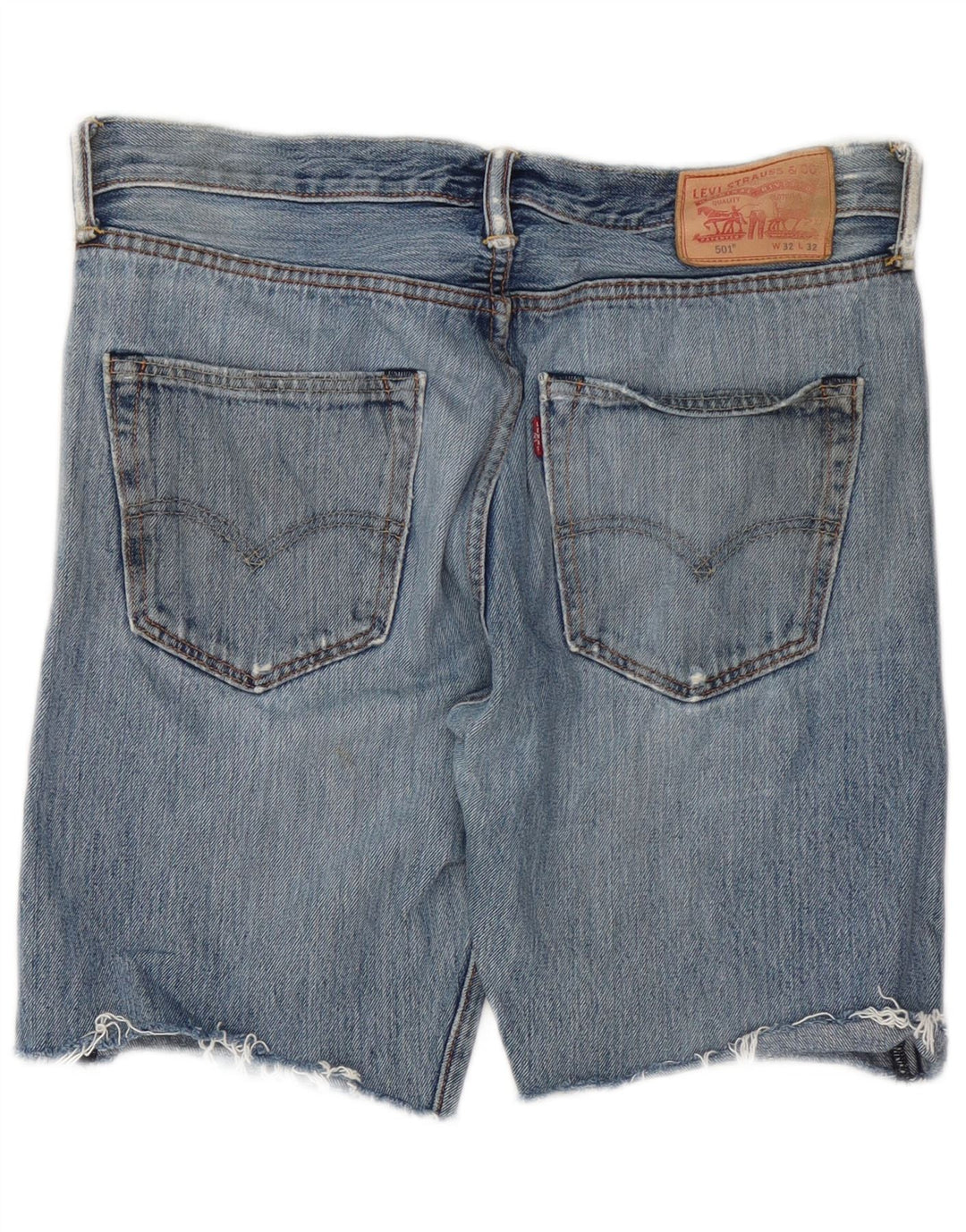 Pantaloni scurți Levi's 501 Distressed Denim W32 Bumbac albastru mediu