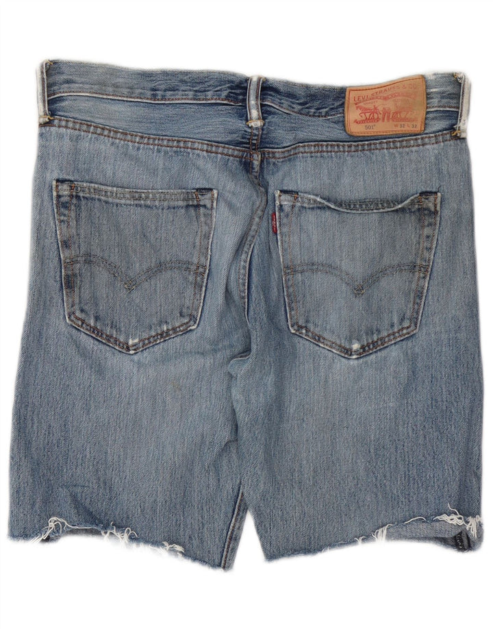 Pantaloni scurți Levi's 501 Distressed Denim W32 Bumbac albastru mediu