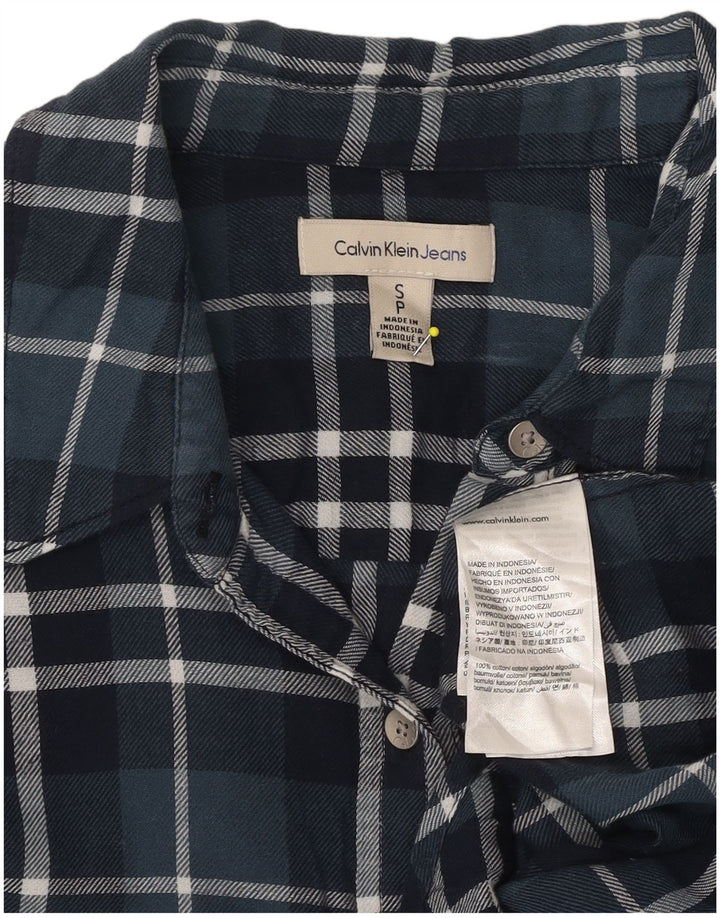 Cămașă de flanel pentru femei CALVIN KLEIN JEANS UK 10 mic, bleumarin, caroserie