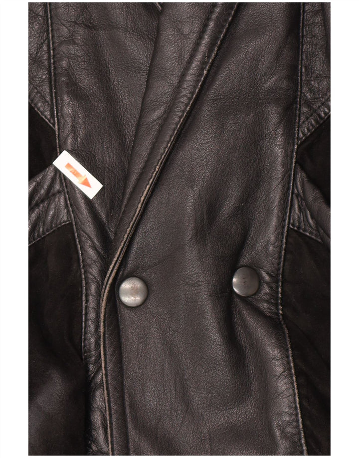 Jachetă Bomber din piele vintage pentru bărbați UK 40 Large Black
