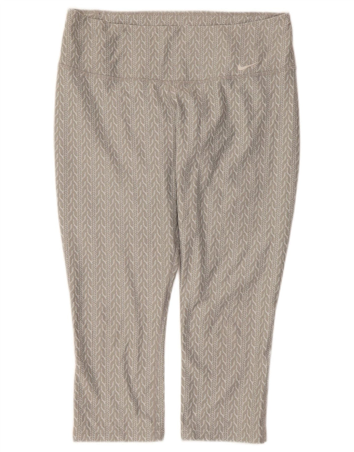 Leggings Capri Nike Dri Fit pentru femei UK 14 Gri mediu Poliester geometric
