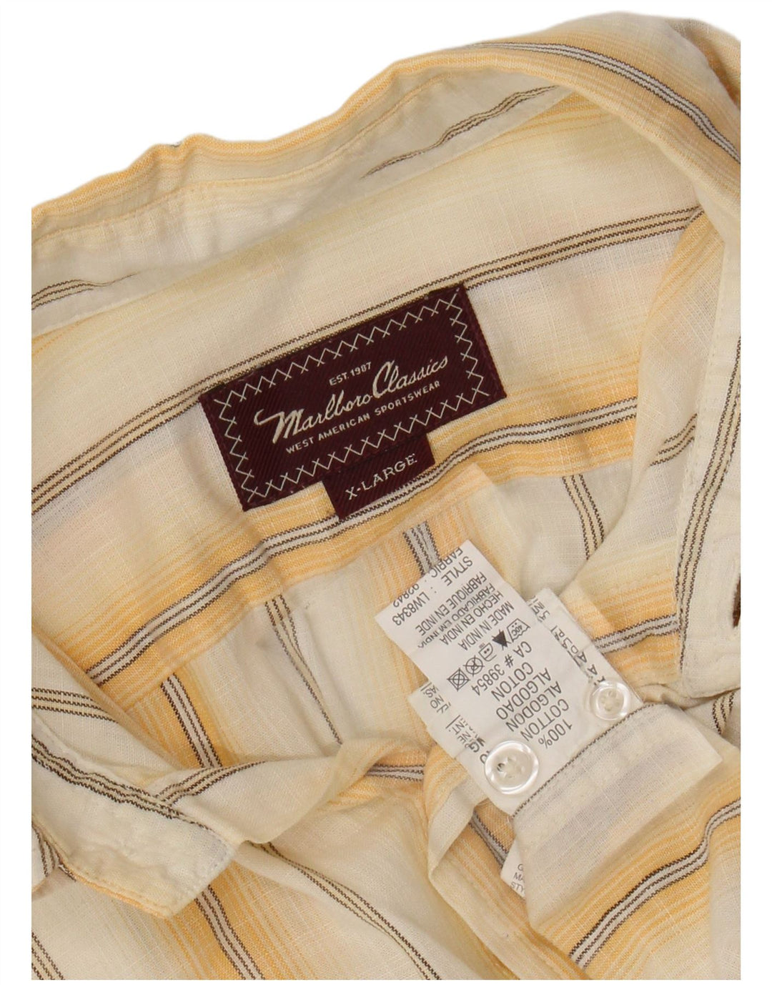 MARLBORO CLASSICS Cămașă pentru bărbați XL Bumbac cu dungi galbene