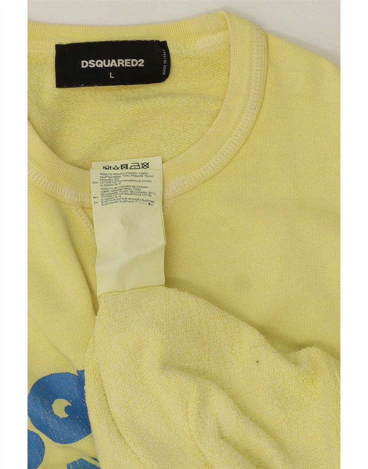 Dsquared2 Pulover grafic pentru bărbați, bumbac mare, galben