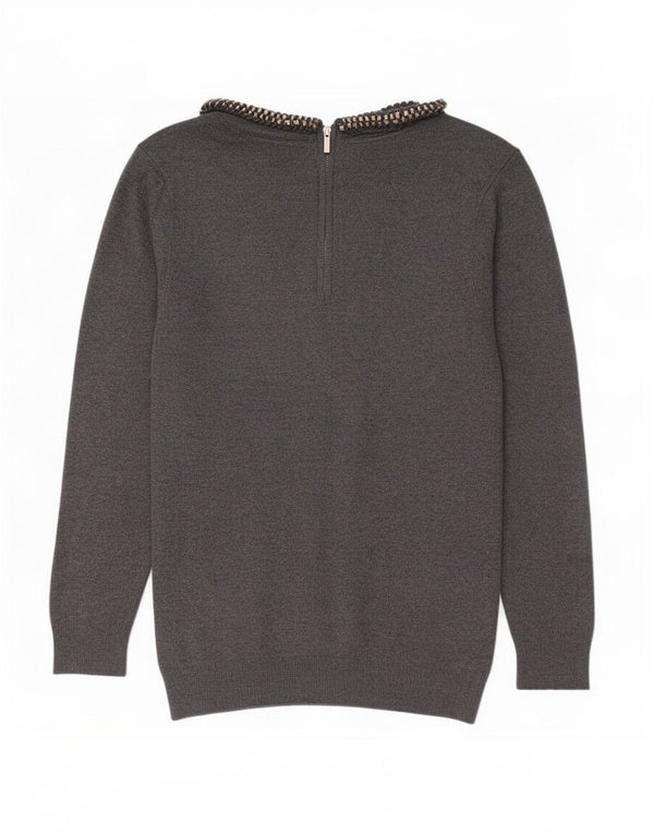 Pulover pentru femeie cu gât de barcă Zara UK 10 mic gri