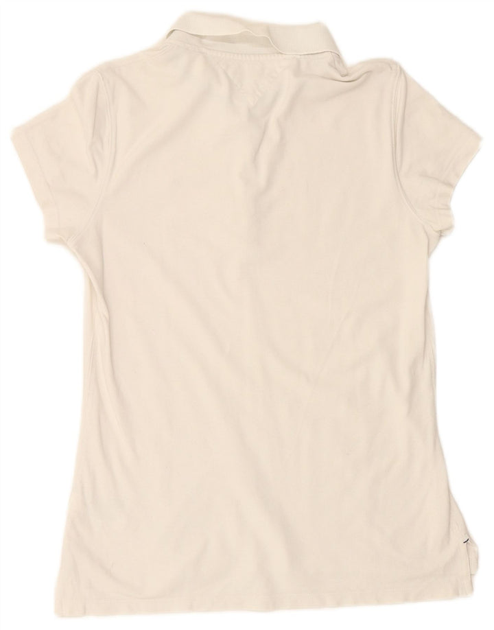 TOMMY HILFIGER Tricou polo subțire pentru femei UK 18 XL Bumbac alb