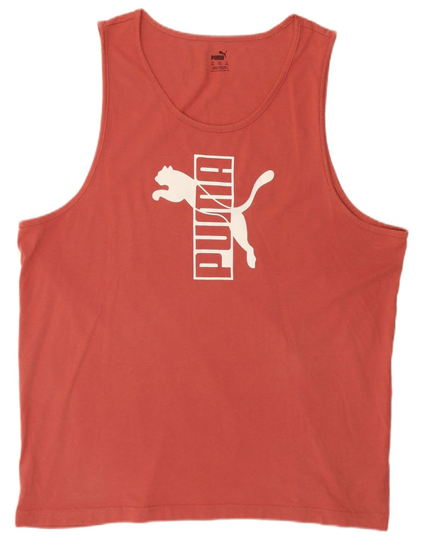 Puma Mens Graphic Vest Top 2XL Pink Bumbac