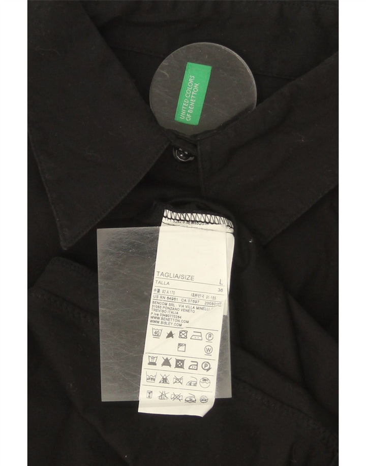 BENETTON Womens Bodysuit UK 14 Large Black Cotton Vintage Benetton and Second-Hand Benetton from Messina Hembry 