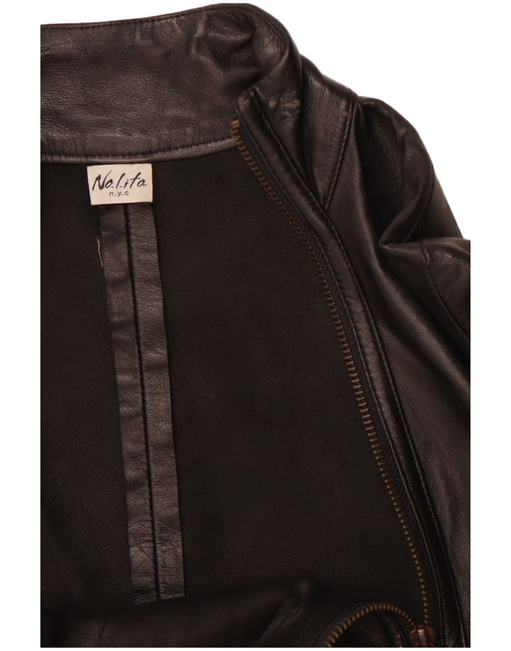 NOLITA Jachetă Crop din piele pentru femei UK 8 Small Black