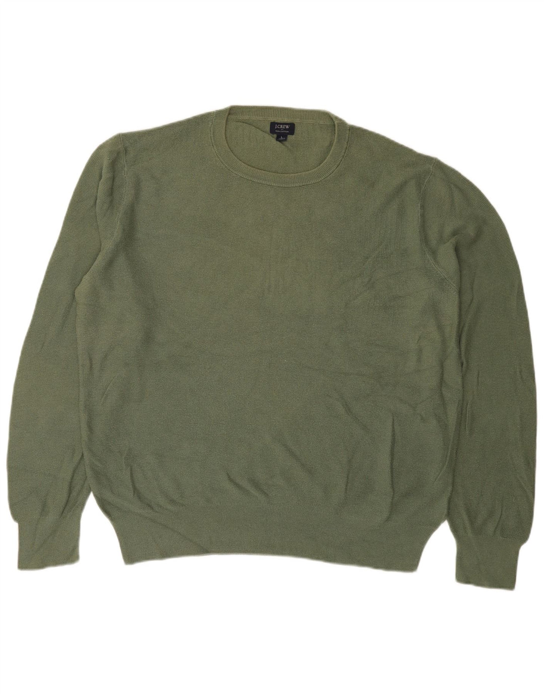 J. Crew Pulover pentru bărbați cu gâtul rotund din bumbac verde mare