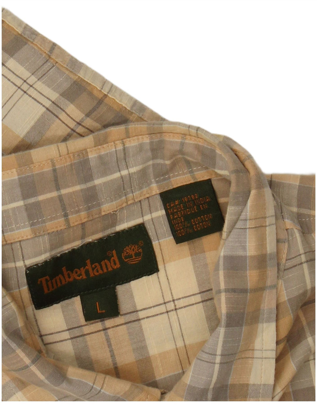 Cămașă cu mânecă scurtă Timberland pentru bărbați, bumbac cu carouri galbene mari