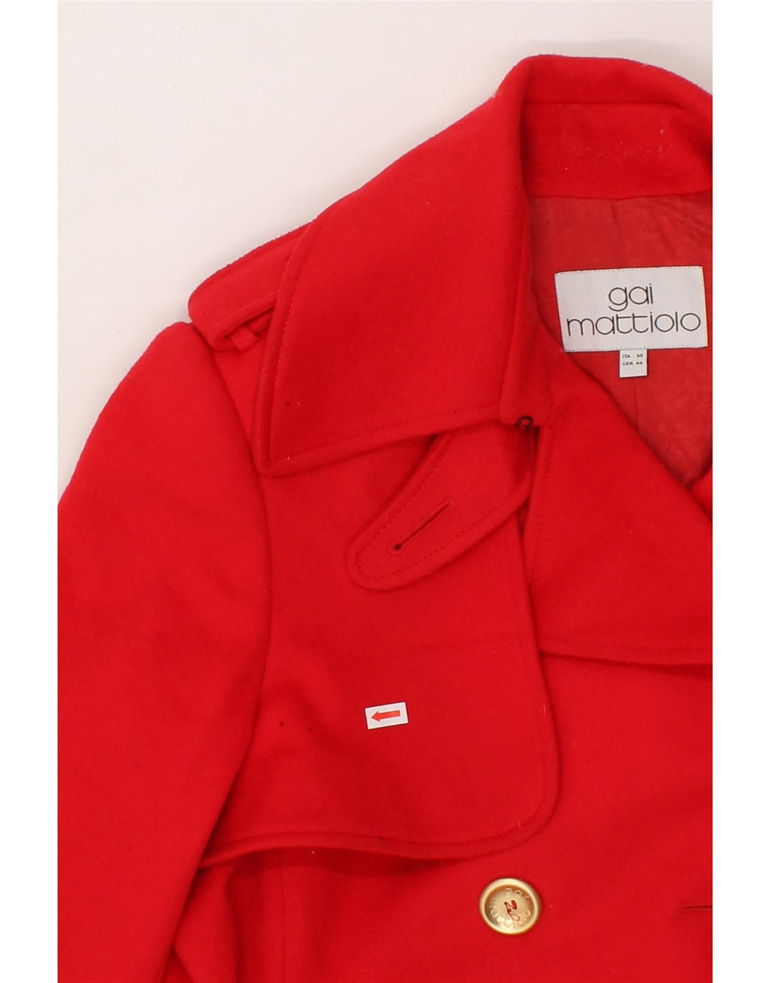GAI MATTIOLO Womens Pea Coat IT 50 XL Red Virgin Wool Vintage Gai Mattiolo and Second-Hand Gai Mattiolo from Messina Hembry 
