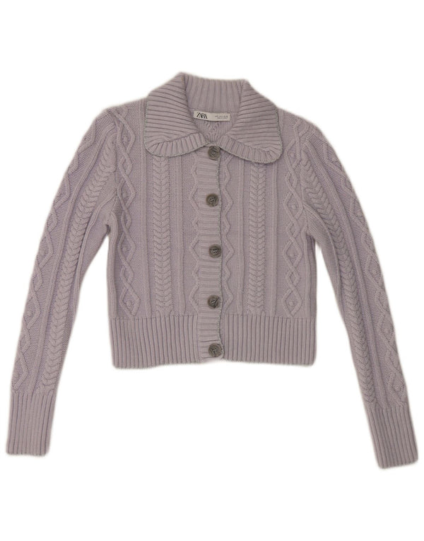 Pulover cardigan pentru femei Zara UK 10 mic violet acrilic
