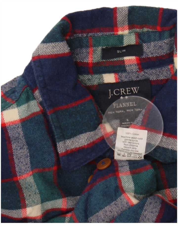 Cămașă de flanel pentru bărbați J. CREW, din bumbac cu carouri, albastru bleumarin
