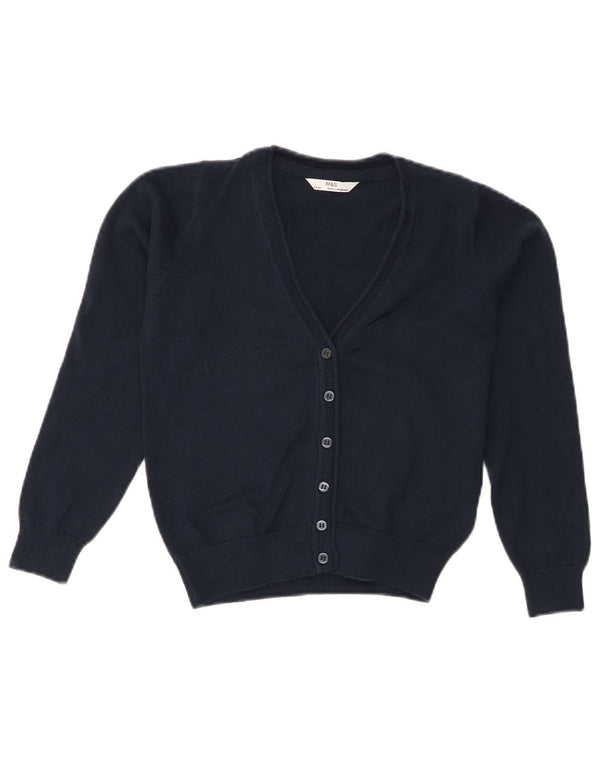 Pulover Cardigan pentru Fete Marks & Spencer 8-9 Ani Bumbac Bleumarin