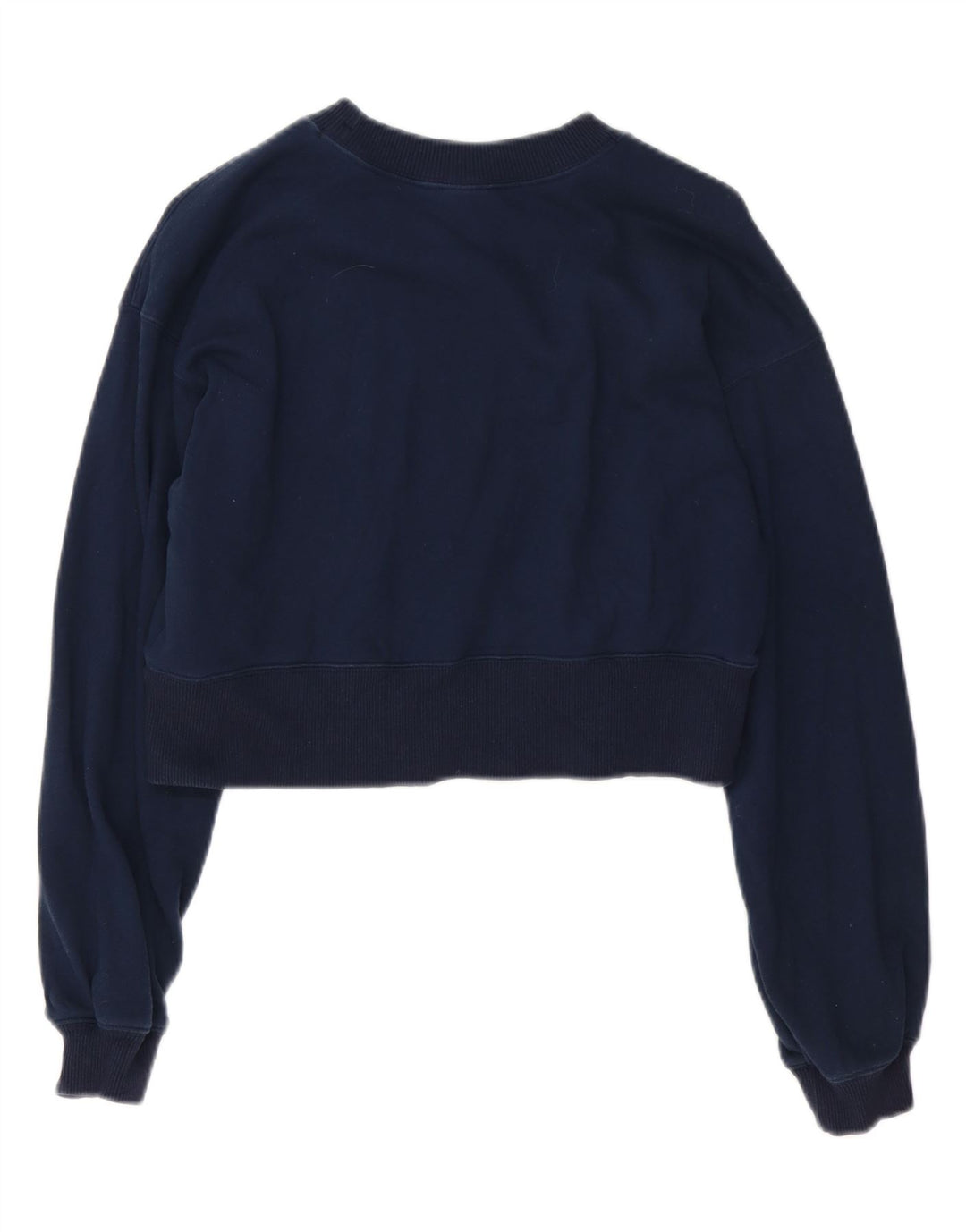 CHAMPION Womens Crop Sweatshirt Jumper UK 10 Small Navy Blue Cotton Vintage Champion and Second-Hand Champion from Messina Hembry 