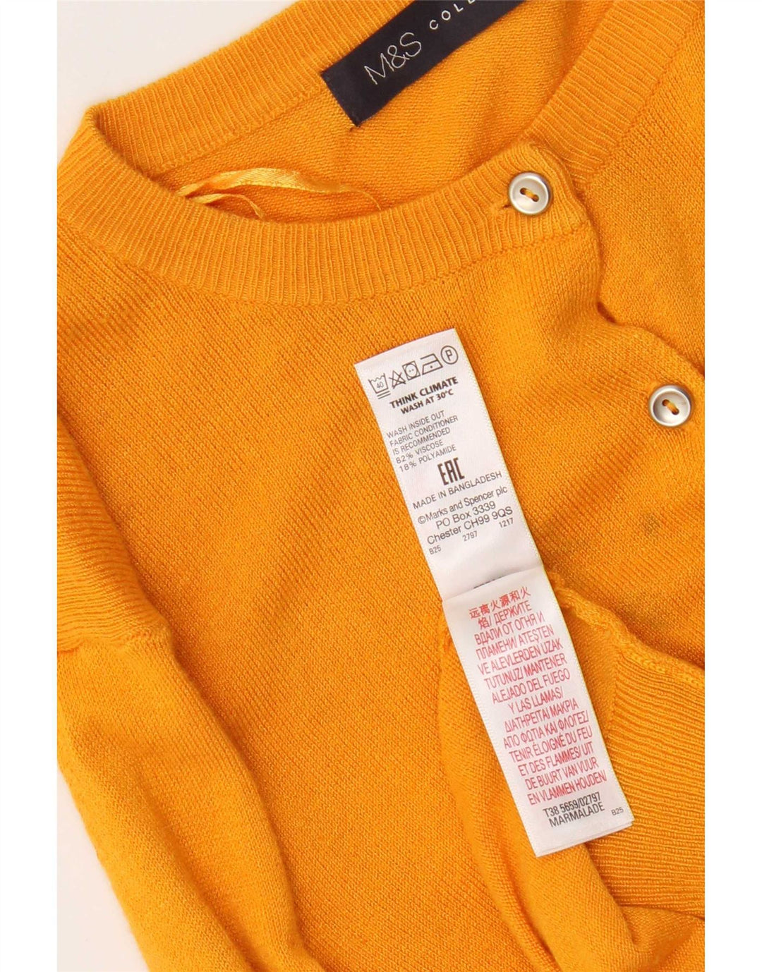 Pulover cardigan pentru femei Marks & Spencer, cu ajustare normală, UK 12, galben mediu