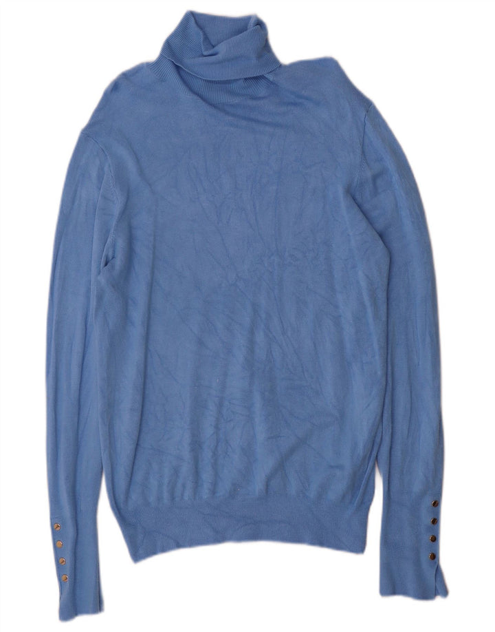Pulover pentru femei cu gât rulat Zara UK 14, mare, albastru, viscoză