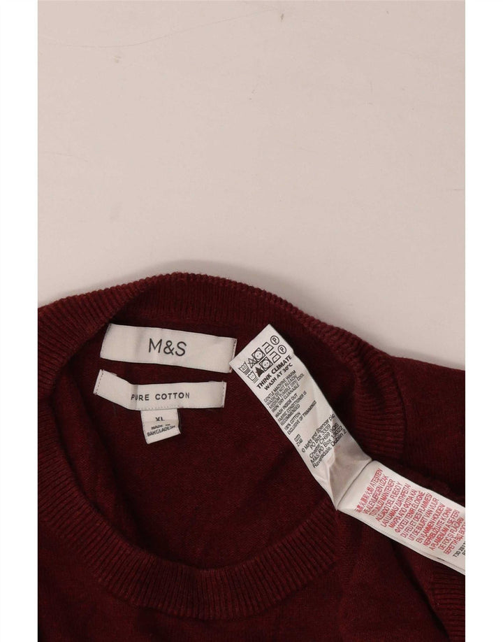 Pulover pentru bărbați Marks & Spencer cu gât roșu, XL, bumbac