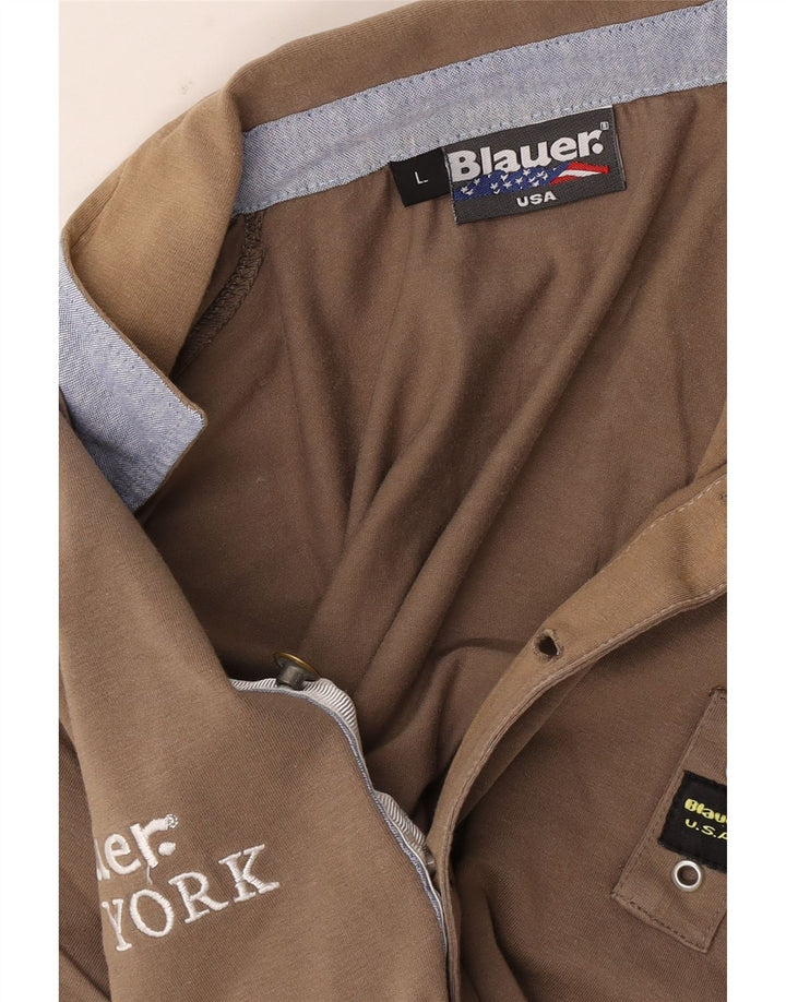 Tricou polo cu grafică Blauer pentru bărbați, maro mare