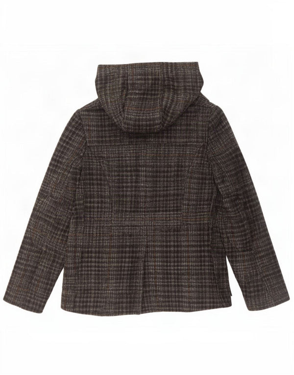 Jachetă duffle cu glugă Benetton pentru femei IT 42 Medium Grey Check Acrylic
