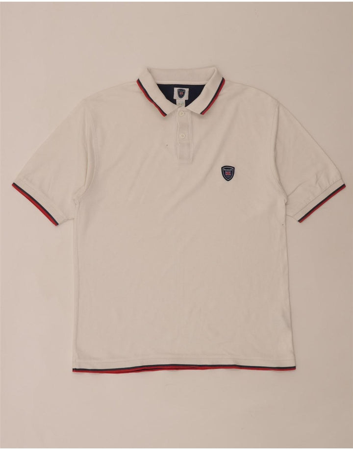 Tricou polo Reebok pentru bărbați, mare, alb, din bumbac