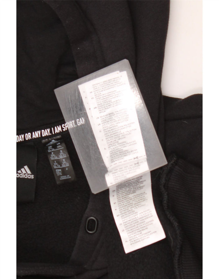 ADIDAS Pulover cu glugă cu grafic pentru femei UK 24/26 2XL bumbac negru