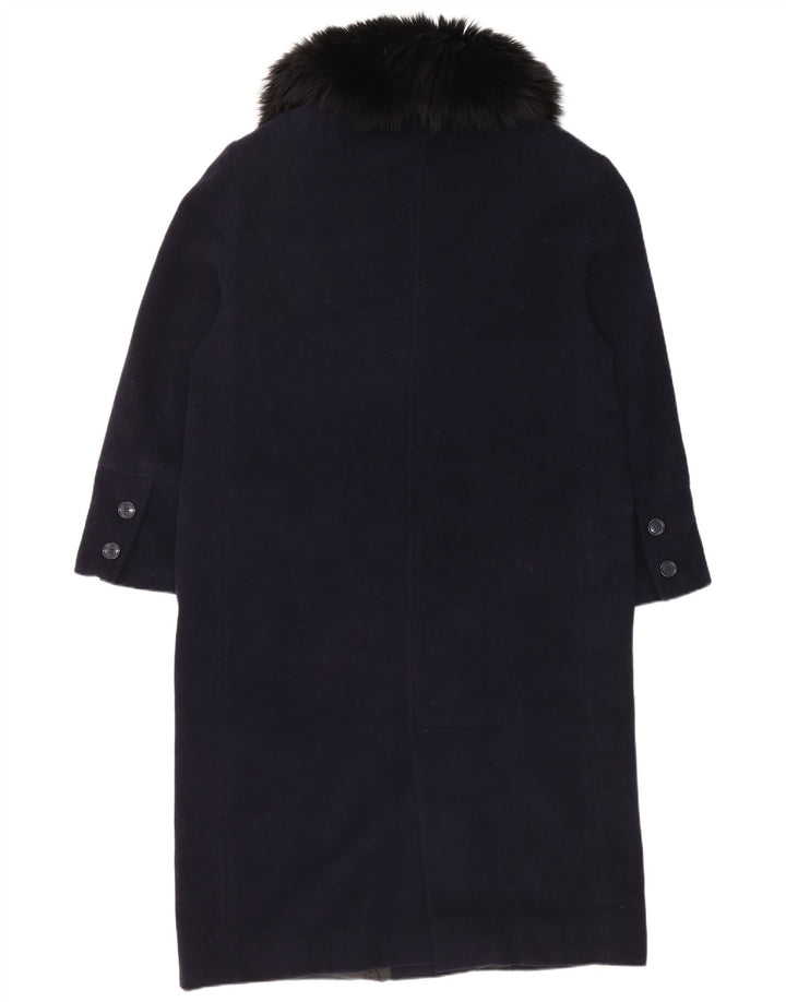 Palton de damă Vintage cu piept dublu IT 48 XL Lână bleumarin