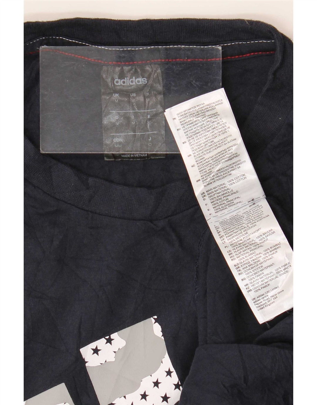 Tricou grafic pentru bărbați Adidas Top mediu din bumbac bleumarin