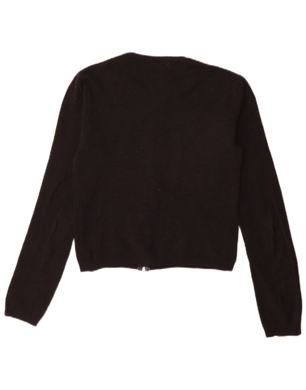Pulover cardigan Benetton pentru femei cu fermoar complet UK 10 Small Black Acrylic