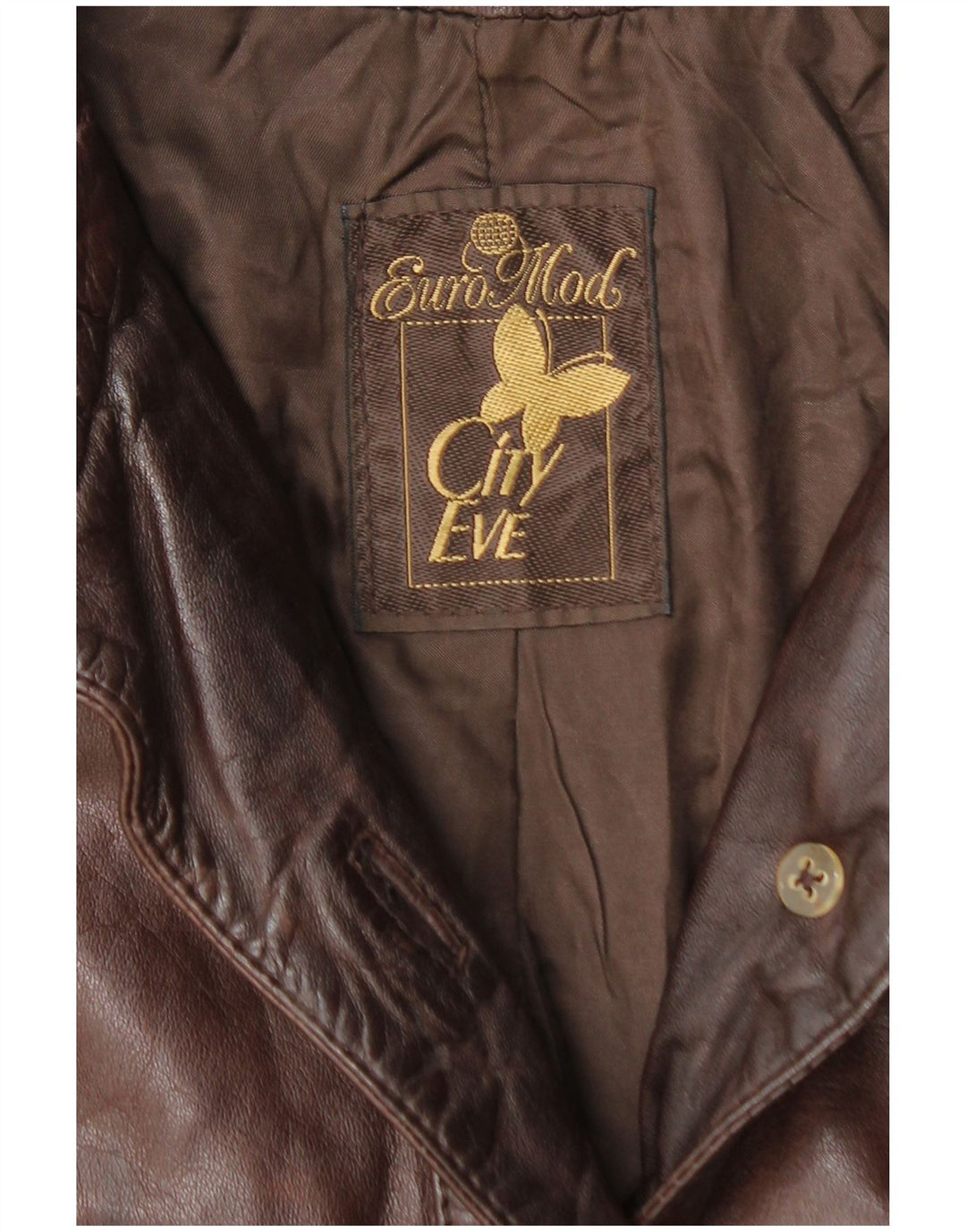 Palton de piele pentru femei VINTAGE UK 14 maro mediu