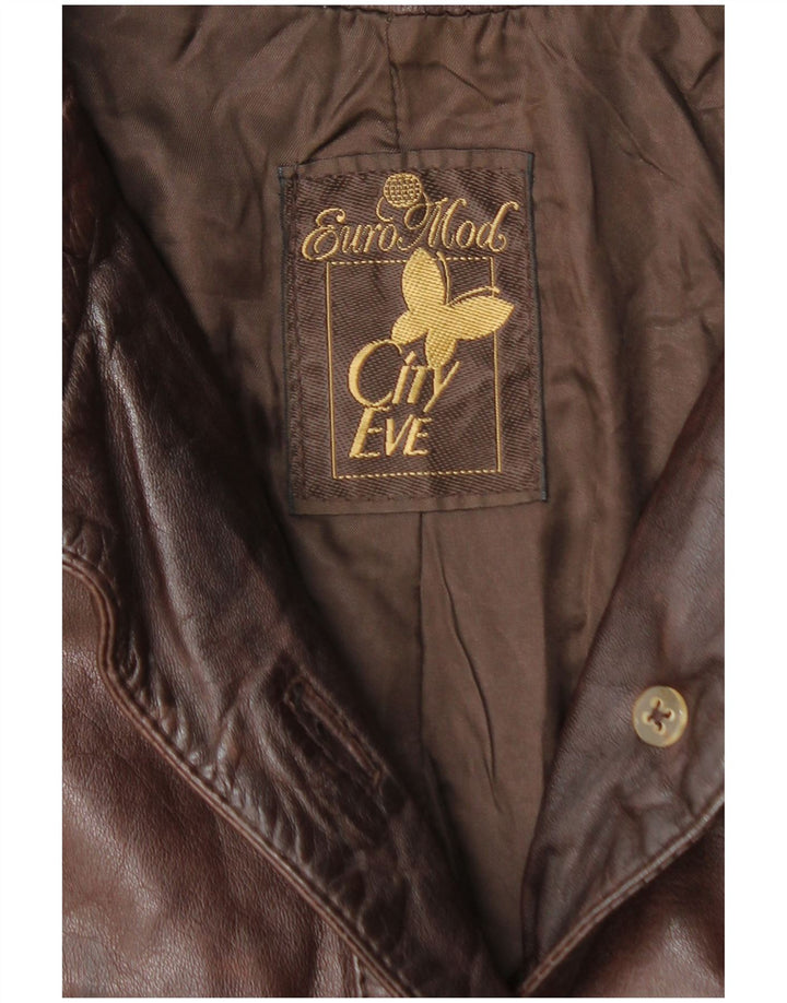 Palton de piele pentru femei VINTAGE UK 14 maro mediu