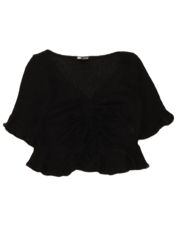 Bluză Billabong pentru femei Crop cu mâneci 3/4 UK 6 XS Poliester negru